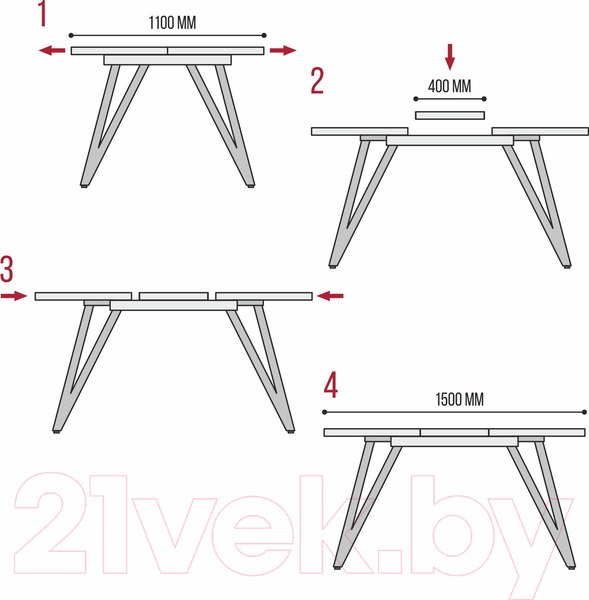 Изображение товара Обеденный стол Millwood Женева 3 Л раздвижной 110-150x70x76 (дуб табачный Craft/металл черный)
