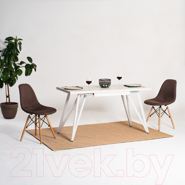 Изображение товара Обеденный стол Millwood Женева 3 Л раздвижной 120-160x80x76 (белый/металл белый)