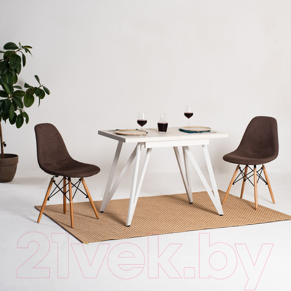Изображение товара Обеденный стол Millwood Женева 3 Л раздвижной 120-160x80x76 (белый/металл белый)