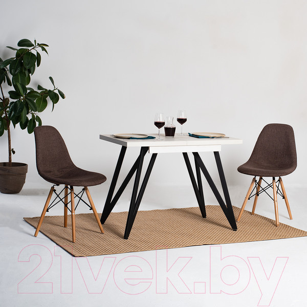 Изображение товара Обеденный стол Millwood Женева 3 Л раздвижной 120-160x80x76 (дуб белый Craft/металл черный)