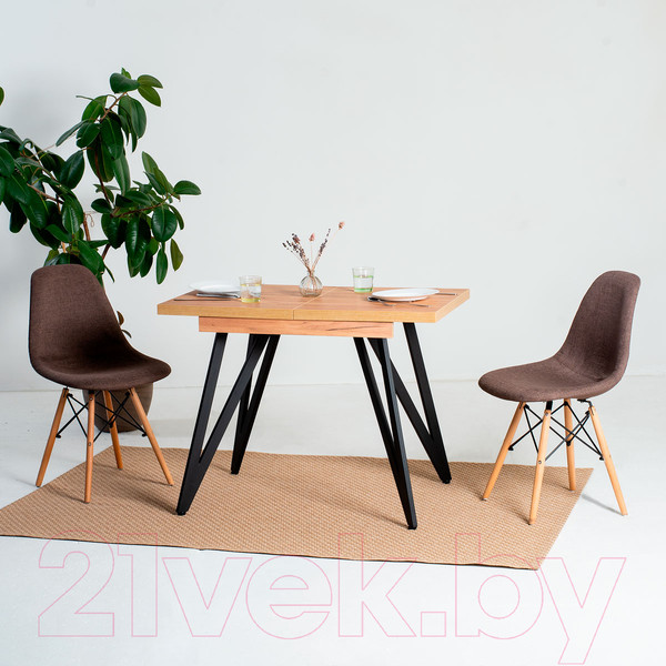 Изображение товара Обеденный стол Millwood Женева 3 Л раздвижной 120-160x80x76 (дуб золотой Craft/металл черный)