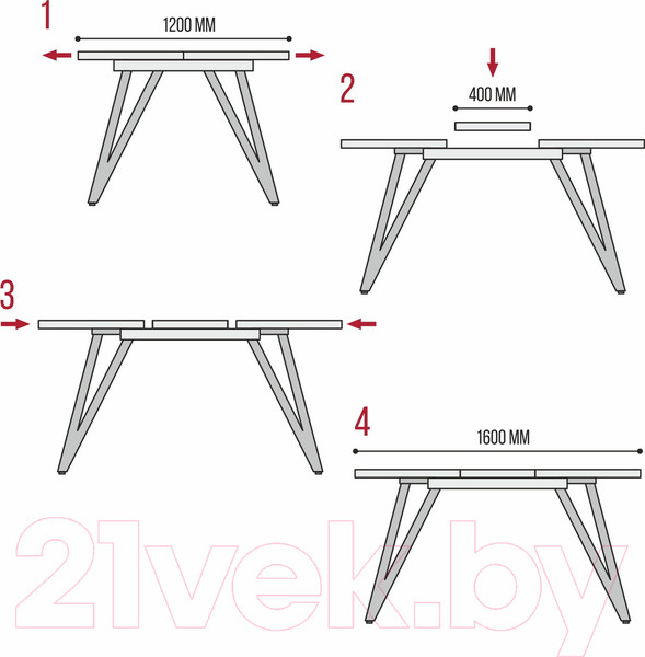 Изображение товара Обеденный стол Millwood Женева 3 Л раздвижной 120-160x80x76 (дуб табачный Craft/металл черный)