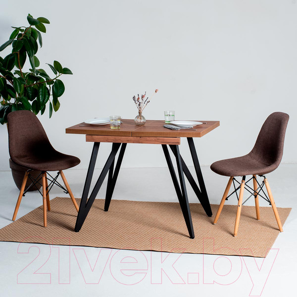 Изображение товара Обеденный стол Millwood Женева 3 Л раздвижной 120-160x80x76 (дуб табачный Craft/металл черный)