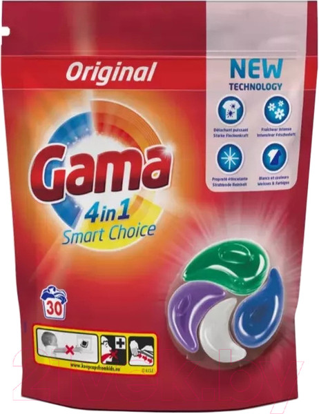 Изображение товара Капсулы для стирки GAMA 4 in 1 Smart Choice Универсальные (30шт)
