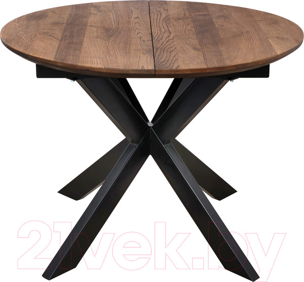 Изображение товара Обеденный стол ОКА Раунд 100-140x75 (дуб мореный/черный)