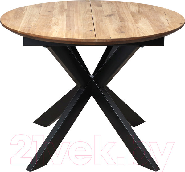 Изображение товара Обеденный стол ОКА Раунд 100-140x75 (дуб натуральный/черный)