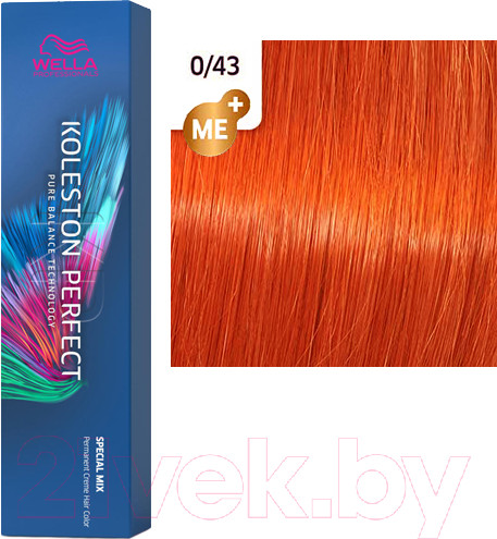 Изображение товара Крем-краска для волос Wella Professionals Koleston Perfect ME+ 0/43 (60мл, микстон красный золотистый)