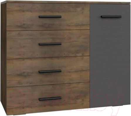 Изображение товара Тумба Bravo Мебель Куба 1дв 4ящ без приставки (таксус/вольфрам)