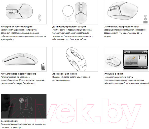 Изображение товара Мышь A4Tech Fstyler FG12 (белый)