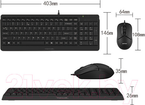 Изображение товара Комплект клавиатура и мышь A4Tech Fstyler F1512 (черный)