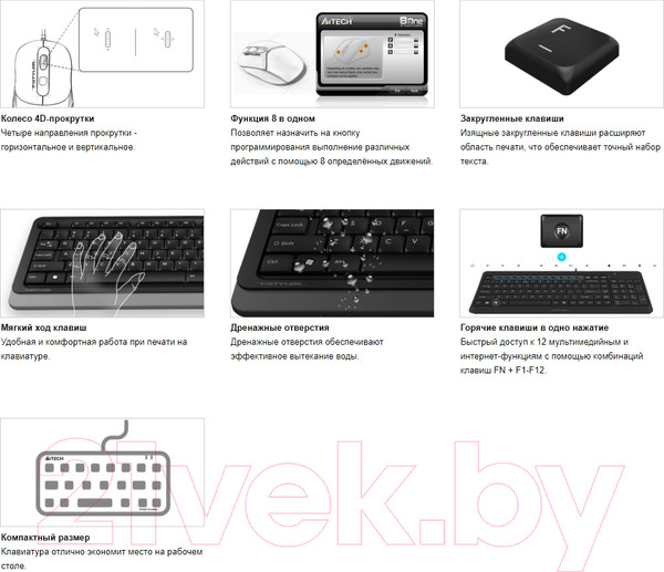 Изображение товара Комплект клавиатура и мышь A4Tech Fstyler F1512 (черный)