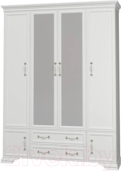 Изображение товара Шкаф Bravo Мебель Грация ШР-4 2 ящика 2 зеркала (белый)