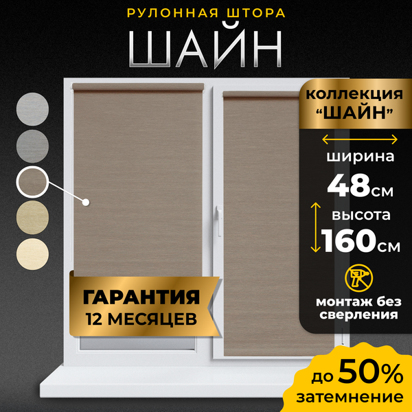 Изображение товара Рулонная штора Lm Decor Шайн LM 42-04 48x160 (бежевый/серый)