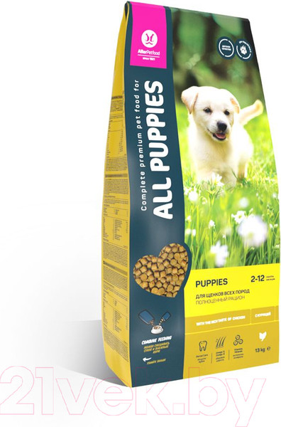 Изображение товара Сухой корм для собак All Puppies Сухой с курицей для щенков (13кг)