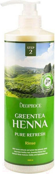 Изображение товара Бальзам для волос Deoproce Rinse Green tea Henna Pure Refresh (1л)