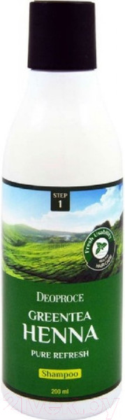 Изображение товара Шампунь для волос Deoproce Rinse Green tea Henna Pure Refresh (200мл)