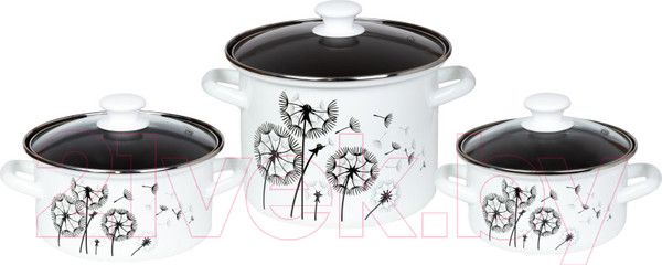 Изображение товара Набор кастрюль КМЗ Адажио 5 1 Люкс (3шт, белый)