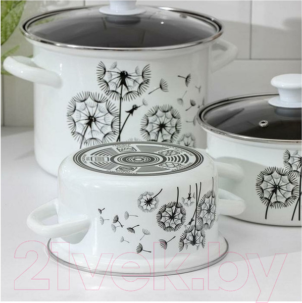 Изображение товара Набор кастрюль КМЗ Адажио 5 1 Люкс (3шт, белый)