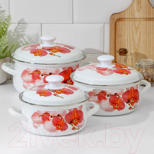 Изображение товара Набор кастрюль КМЗ Анжелина 1 (3шт, белый)