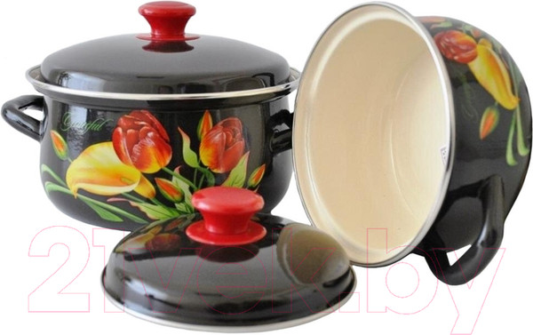 Изображение товара Набор кастрюль КМЗ Грациозный 1 (3шт, коричневый)