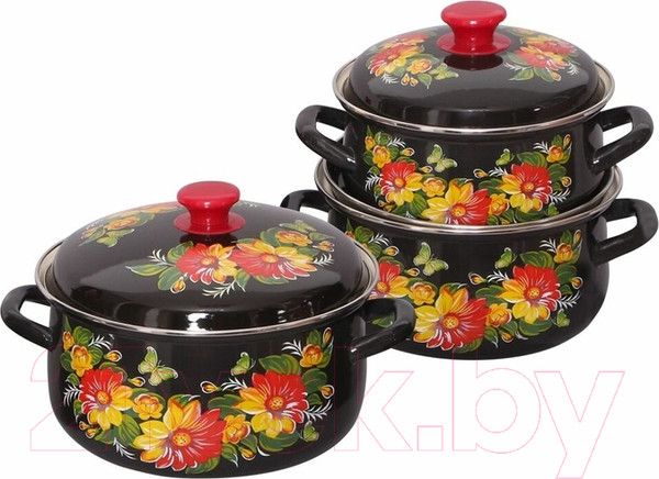 Изображение товара Набор кастрюль КМЗ Дуновение 1 (3шт, коричневый)