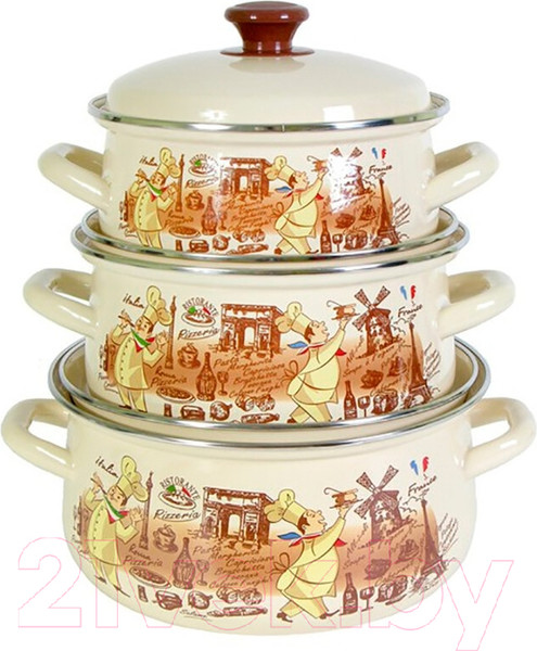 Изображение товара Набор кастрюль КМЗ Мастер Шеф 1 (3шт, кремовый)