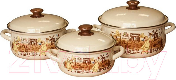 Изображение товара Набор кастрюль КМЗ Мастер Шеф 1 (3шт, кремовый)