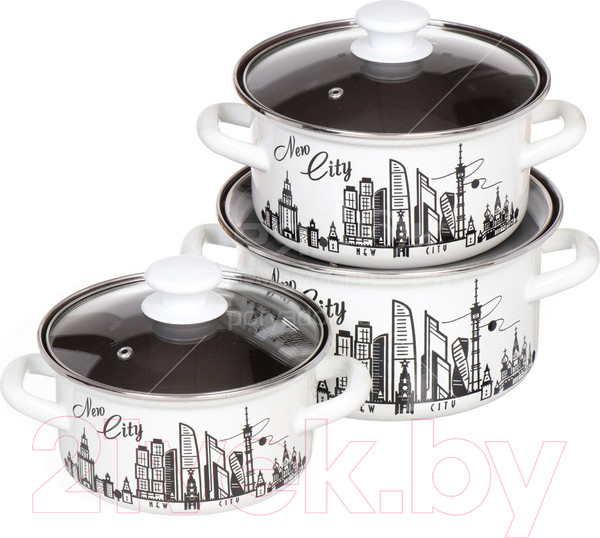 Изображение товара Набор кастрюль КМЗ Новый город 1 Экстра (3шт, белый)