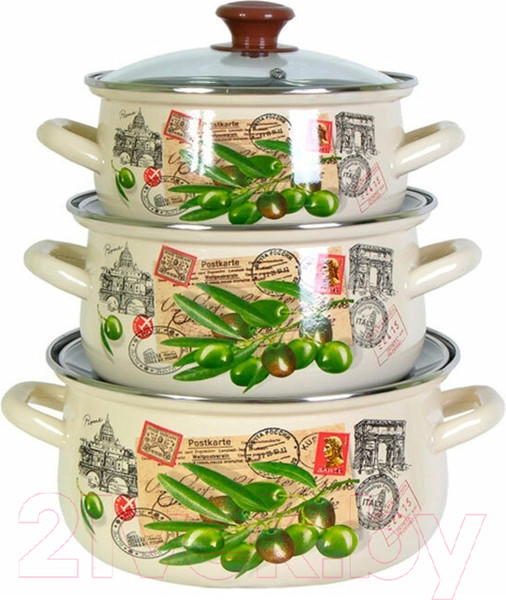 Изображение товара Набор кастрюль КМЗ Римские каникулы Экстра (3шт, слоновая)