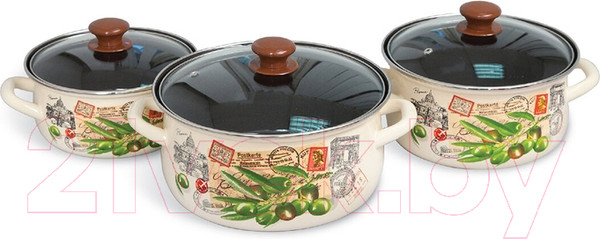 Изображение товара Набор кастрюль КМЗ Римские каникулы Экстра (3шт, слоновая)