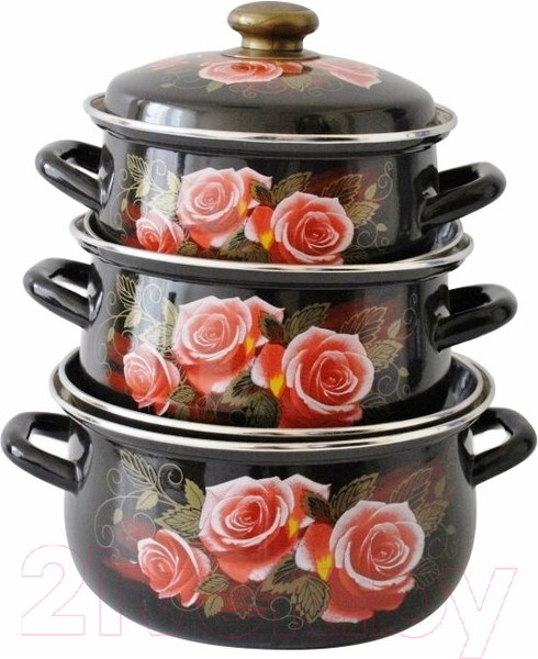 Изображение товара Набор кастрюль КМЗ Розалия 1 (3шт, коричневый)