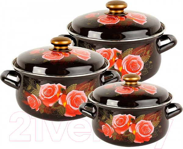 Изображение товара Набор кастрюль КМЗ Розалия 1 (3шт, коричневый)