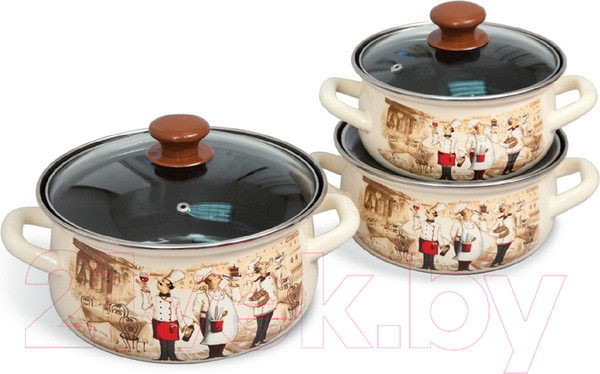 Изображение товара Набор кастрюль КМЗ Сомелье Экстра (3шт, слоновая)