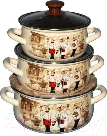 Изображение товара Набор кастрюль КМЗ Сомелье Экстра (3шт, слоновая)