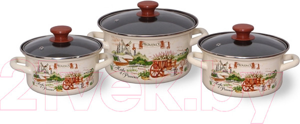 Изображение товара Набор кастрюль КМЗ Травы Прованса 1 Экстра (3шт, слоновая)