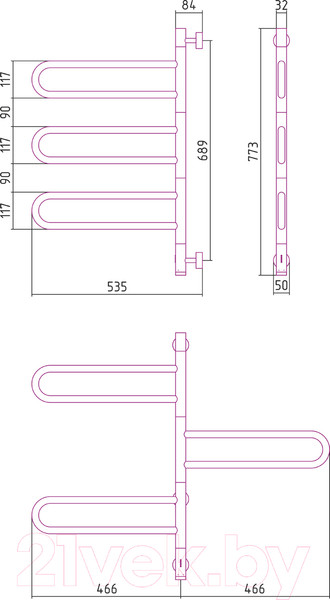 Изображение товара Полотенцесушитель электрический Сунержа Парео 4.0-3С 77.3x53.5 / 00-0823-0773