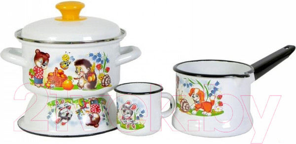 Изображение товара Набор кухонной посуды КМЗ Улыбка (4шт, белый)