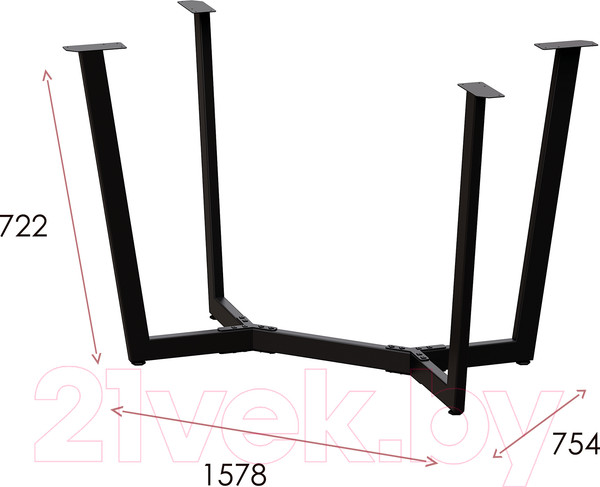 Изображение товара Подстолье Millwood Мюнхен 180x90 (черный металл)