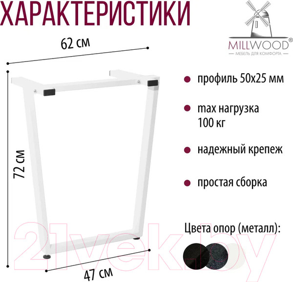 Изображение товара Подстолье Millwood Уэльс 620 / 42819_b_1 (белый)