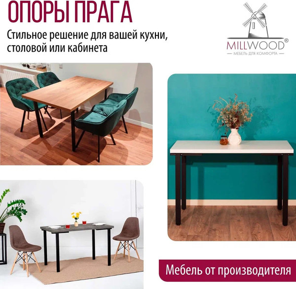 Изображение товара Комплект ножек для стола Millwood Прага / 45588_ch_2 (черный)