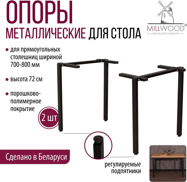 Изображение товара Комплект ножек для стола Millwood Прага / 45588_ch_2 (черный)