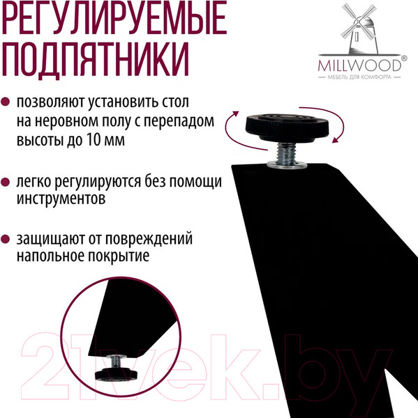 Изображение товара Подстолье Millwood Женева (черный металл)