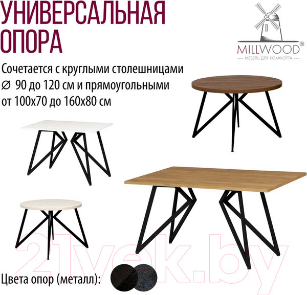 Изображение товара Подстолье Millwood Женева (черный металл)