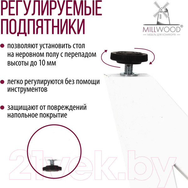 Изображение товара Подстолье Millwood Женева (белый металл)