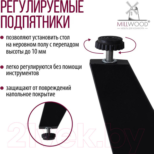 Изображение товара Подстолье Millwood Женева 2 (черный металл)