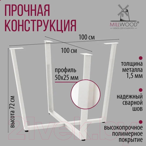 Изображение товара Подстолье Millwood Орлеан D110 (белый металл)