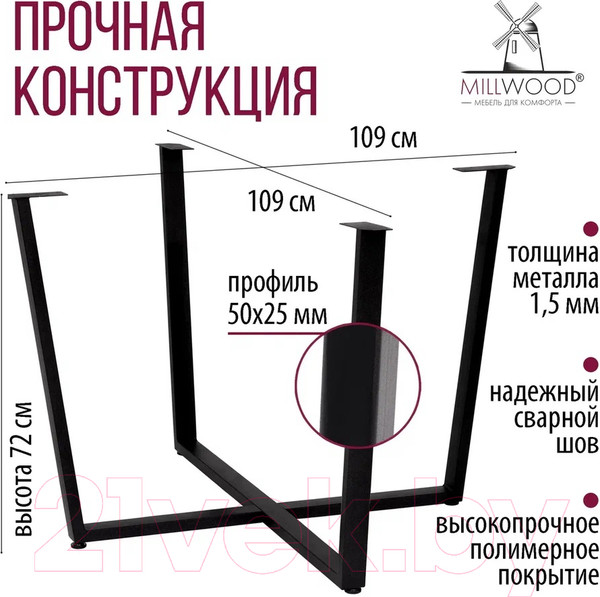 Изображение товара Подстолье Millwood Орлеан D120 (черный металл)