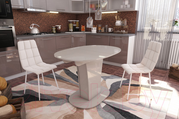 Изображение товара Обеденный стол Импэкс Leset Флер (бежевый глянец)