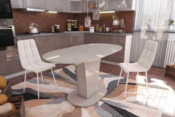 Изображение товара Обеденный стол Импэкс Leset Флер (бежевый глянец)