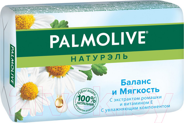 Изображение товара Мыло твердое Palmolive Натурэль. Баланс и мягкость с экстрактом ромашки и витамином Е (90г)